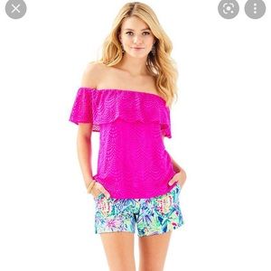 Lilly Pulitzer lace off the shoulder top